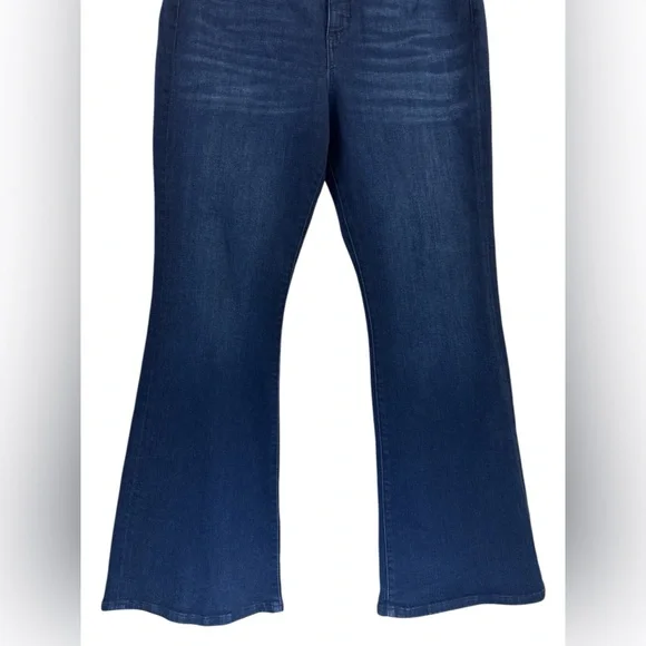 LOFT Curvy High Rise Slim Flare Jeans in Dark Wash Size 32/14 NWT - Picture 7 of 16